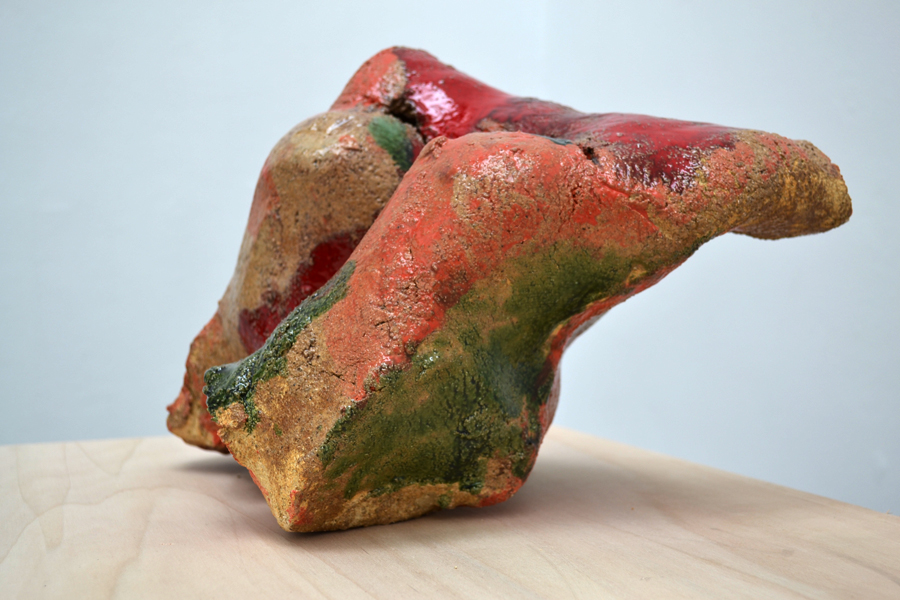 Detail of the sculpture "Corps Paysage #4" by Barbara Bauer artist, showing some breast-like forms